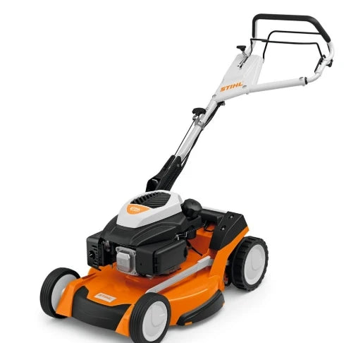 STIHL RM 650 V mit 70 l Grasfangkorb, Benzin-Rasenmäher im Mietpark Rieblingen