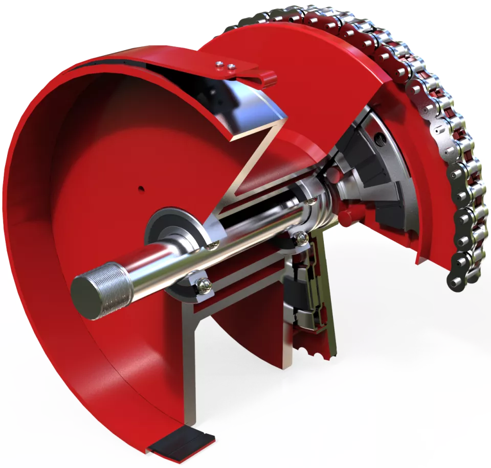 Tajfun DGV 2 x 55: Seiltrommel mit breitem Bremsband