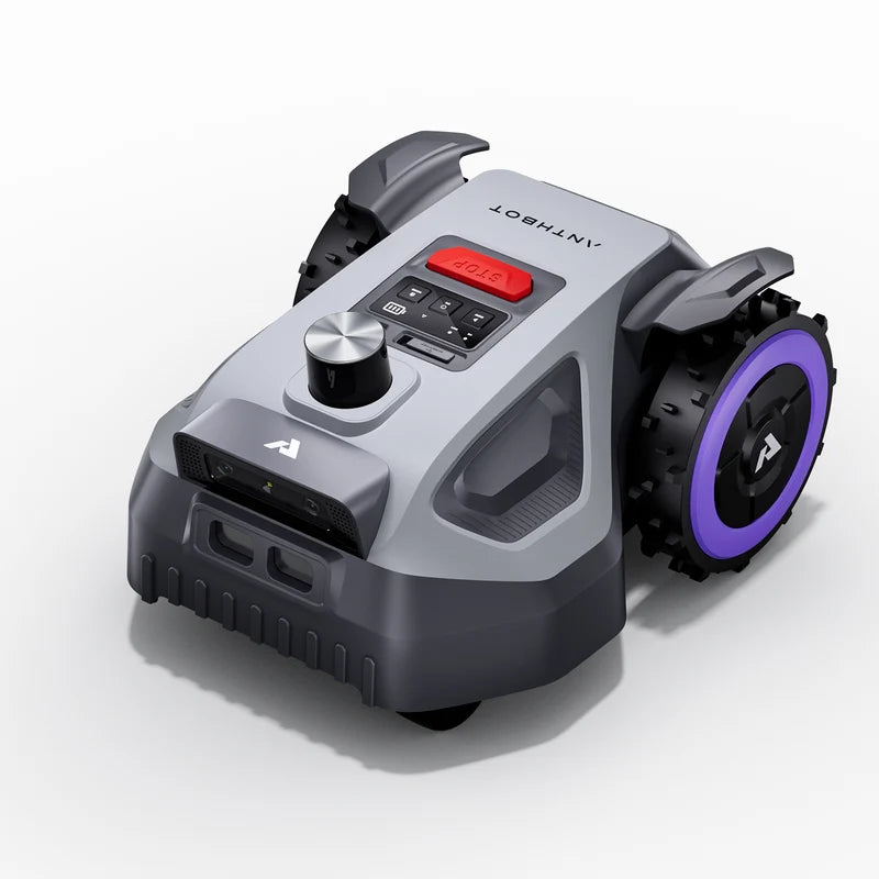 Ein Komplettbild des Anthbot M5 LIDAR Mähroboters ohne Begrenzungskabel
