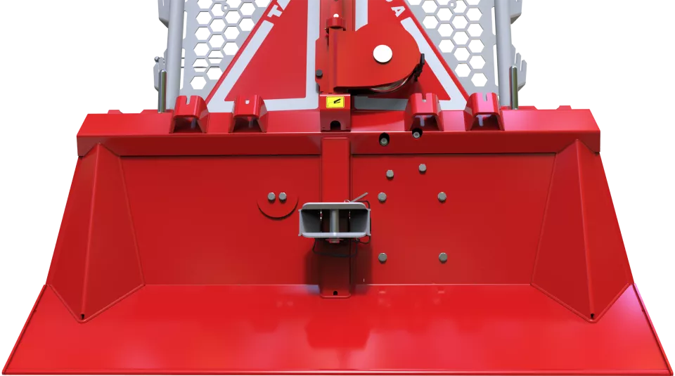Tajfun EGV 55: Verbindung mit Bolzen am festen Rückeschild